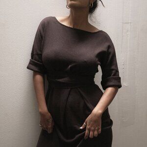 Ajaie Alaie Monogram Dress in Chocolate, M/L